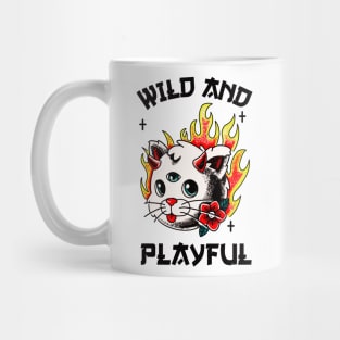 WAP Wild Cool Biker Cat Purring And Playful Evil Wittle Fireball of Furry Fury Art Mug